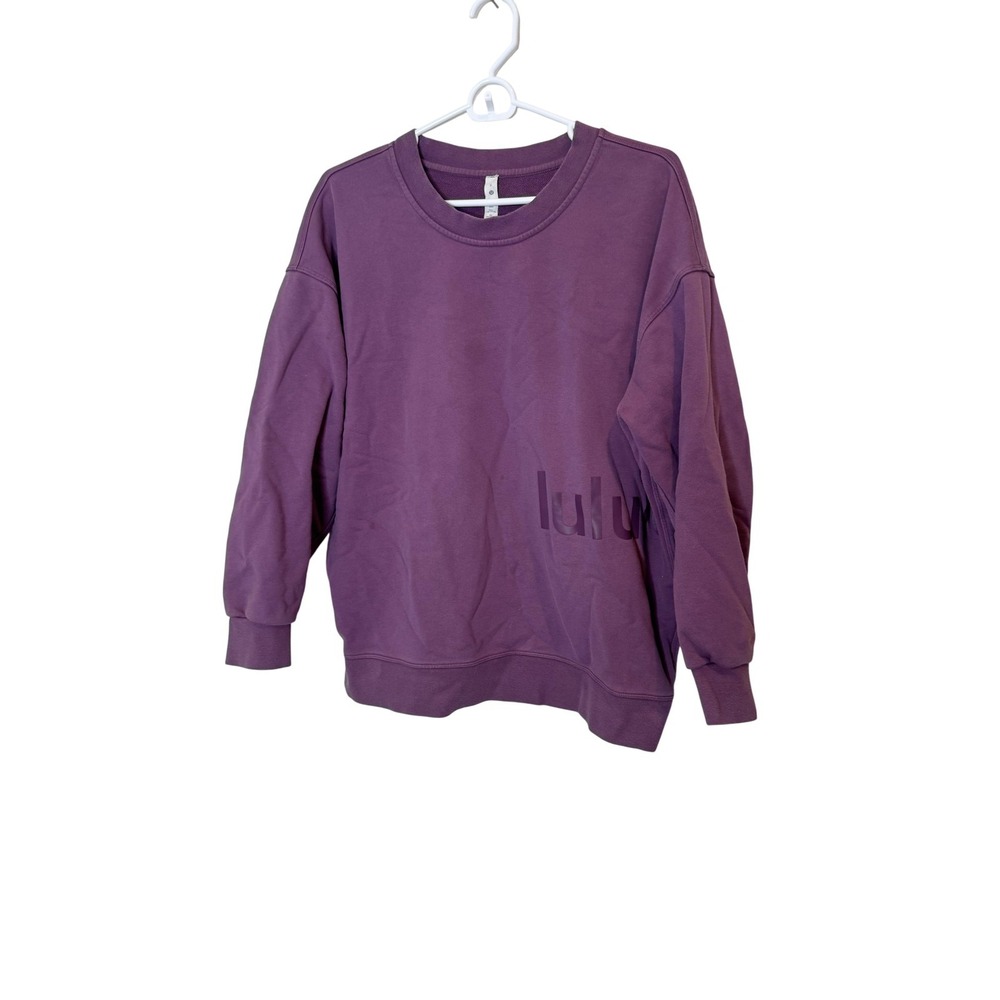 Lululemon Sweatshirt Womens 6 Purple Crewneck Logo Graphic Pullover Relaxed Fit